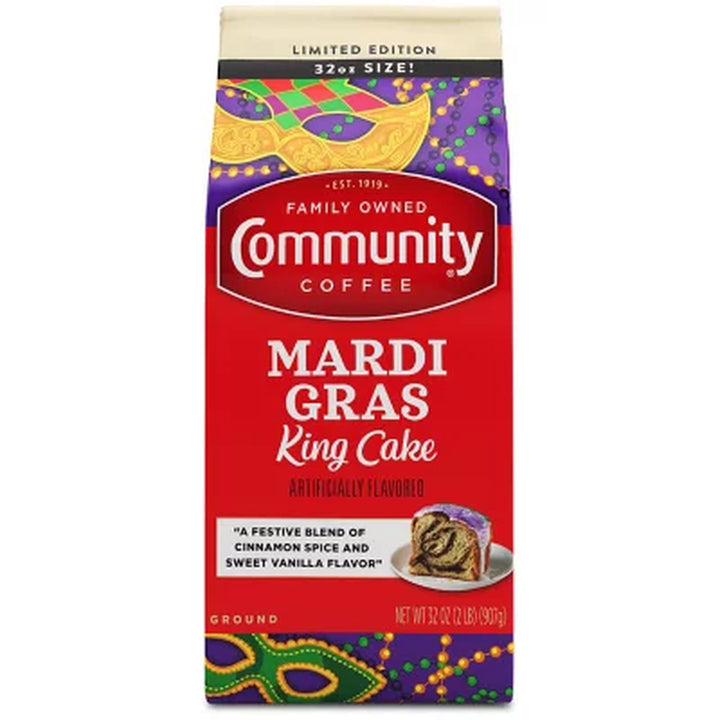 Community Coffee Ground Coffee, Mardi Gras King Cake 32 Oz.