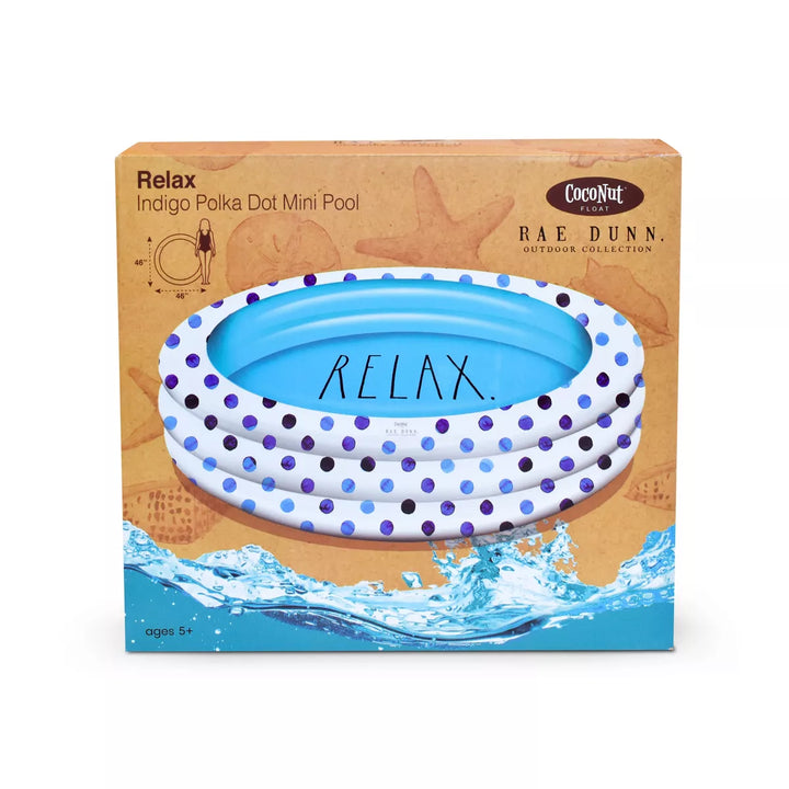 Coconut Outdoor Rae Dunn 54" Mini/Kiddie Pool - Indigo Polka Dot Patterned