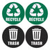 Unique Bargains Recycle Sticker Trash Can Bin Labels 5'' Self-Adhesive Recycling Vinyl for Home Green Black 4 Pcs