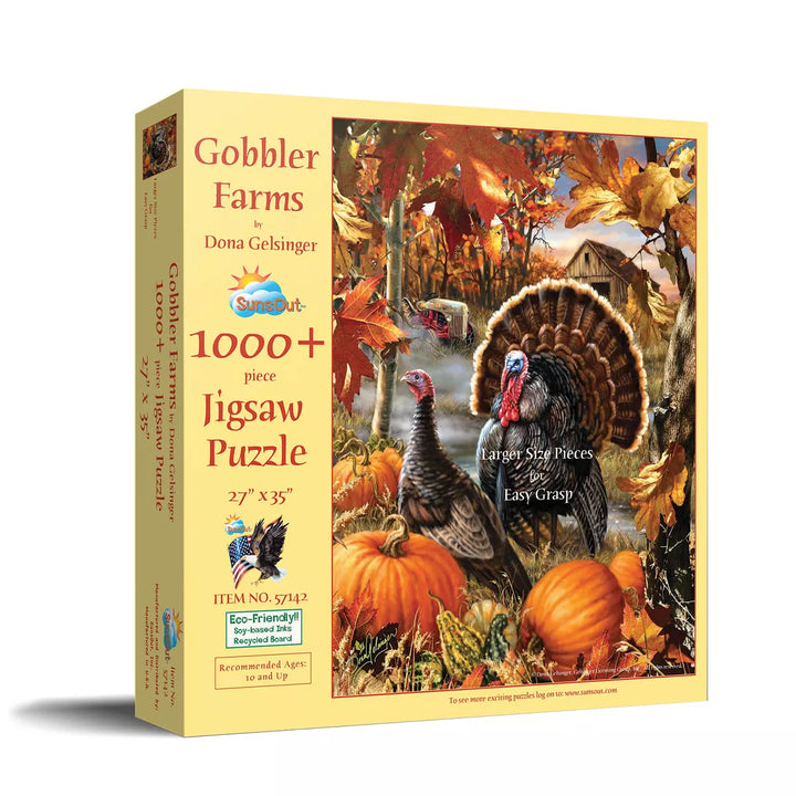 Sunsout Gobbler Farms 1000 Pc Large Pieces Thanksgiving Jigsaw Puzzle 57142