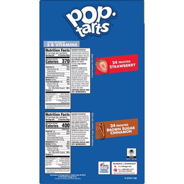 Pop-Tarts Frosted Variety Pack, Brown Sugar Cinnamon and Strawberry 48 Ct.