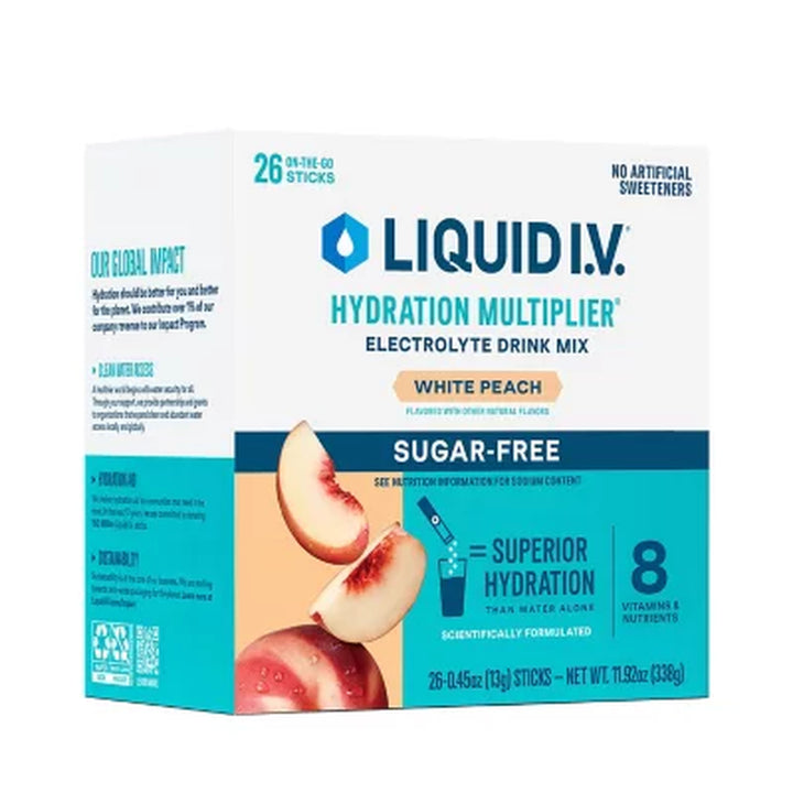 Liquid I.V. Hydration Multiplier Sugar-Free White Peach, 26 Ct.