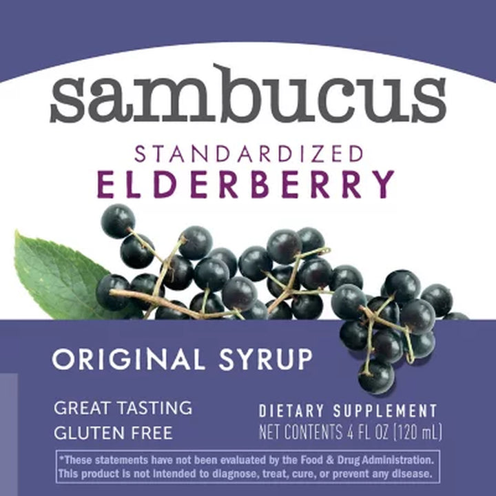 Sambucus Standardized Elderberry Original Syrup, Immune Support (4 Fl. Oz., 3 Pk.)