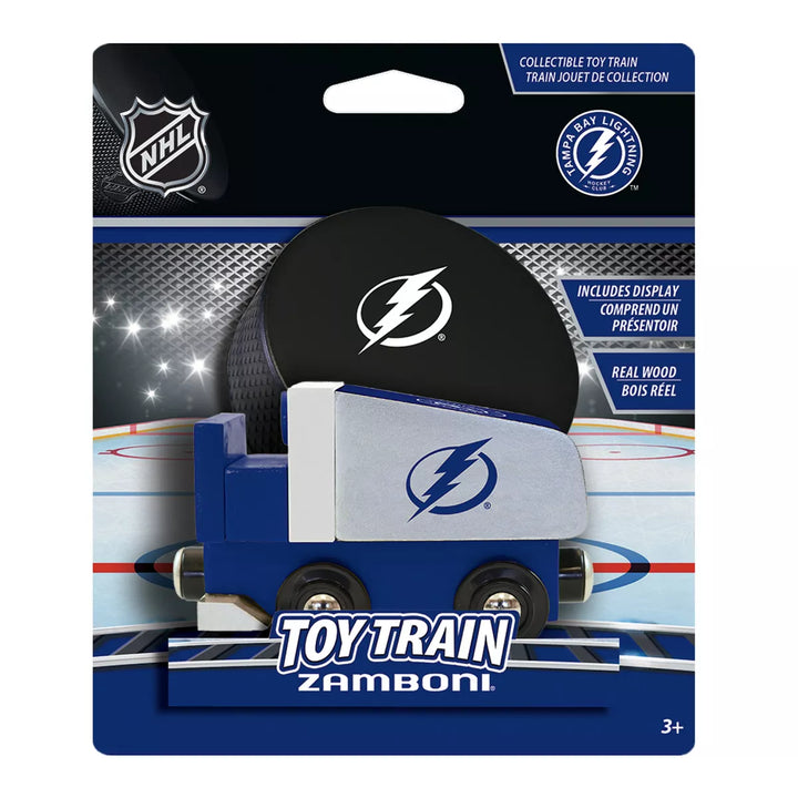 Masterpieces Officially Licensed NHL Tampa Bay Lightning Wooden Toy Zamboni Train Engine for Kids.