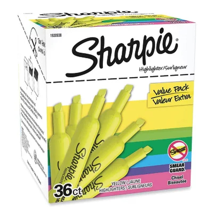 Sharpie - Accent Tank Style Highlighter, Chisel Tip, Fluorescent Yellow - 36/Box