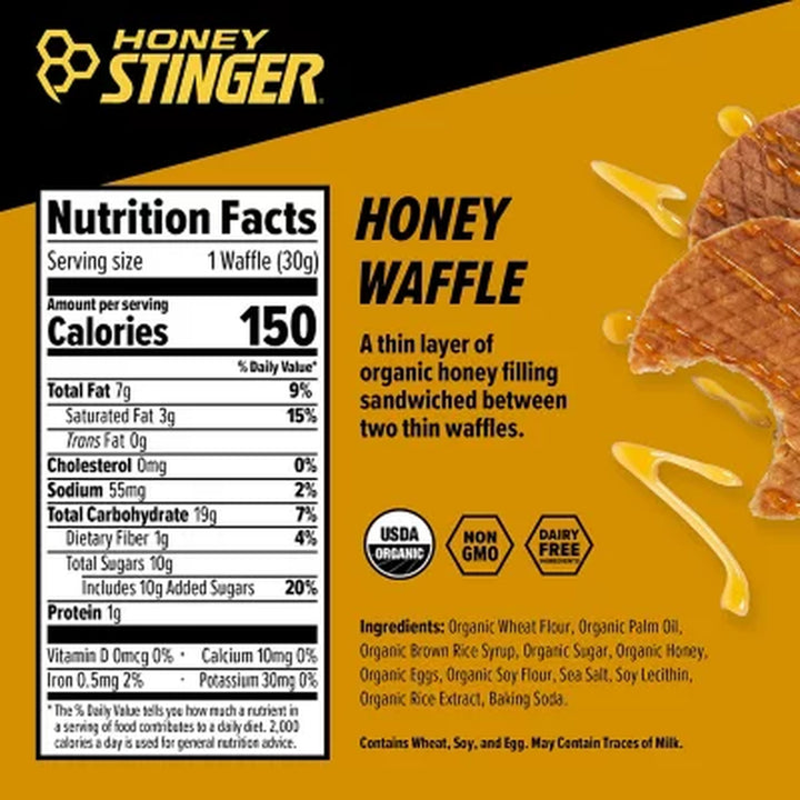 Honey Stinger Organic Energy Waffle Box Pack, Honey 12 Ct.