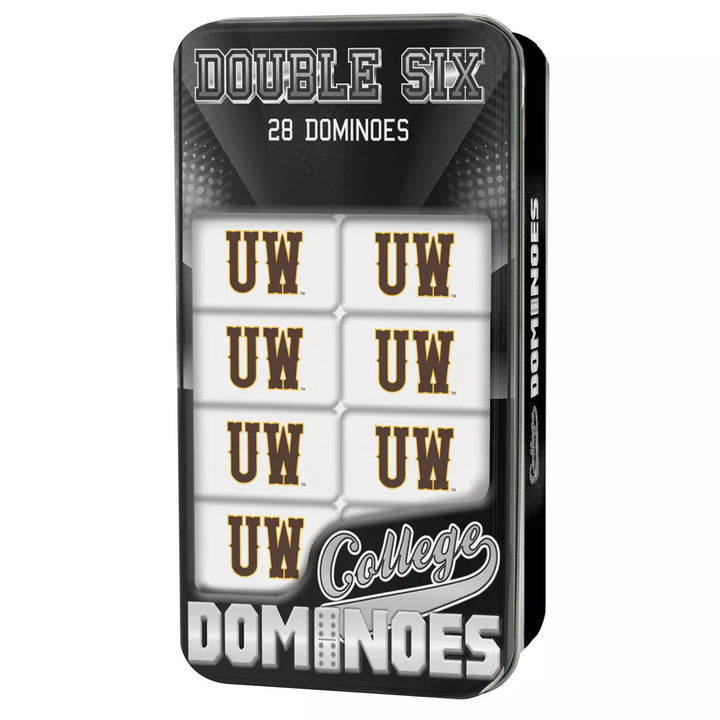 Masterpieces Officially Licensed NCAA Wyoming Cowboys 28 Piece Dominoes Game for Adults.