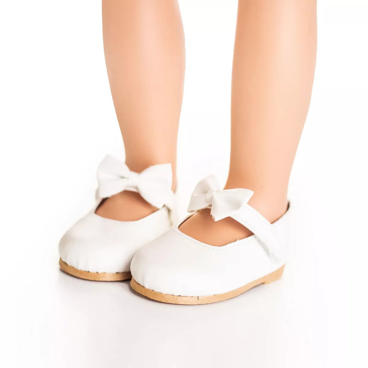 The Queen'S Treasures 18 Inch Doll White Dress Shoes with Bow Detail