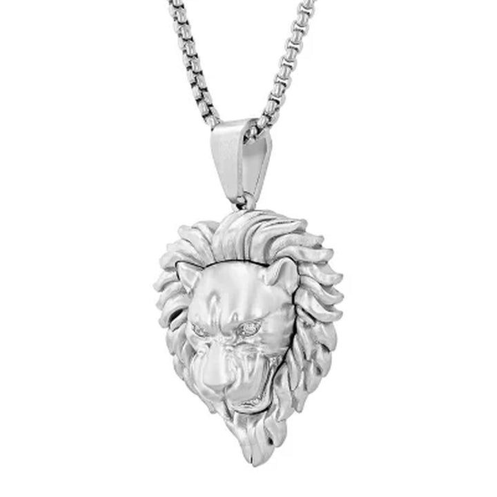 Stainless Steel Lion Head with Diamond Eyes