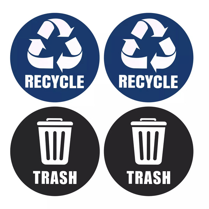 Unique Bargains Vinyl Recycle Sticker Trash Can Bin Labels 5 Inch Blue and Black 4 Pcs