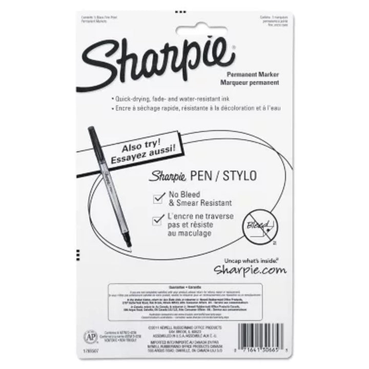 Sharpie Fine Permanent Marker, Black 5 Ct.