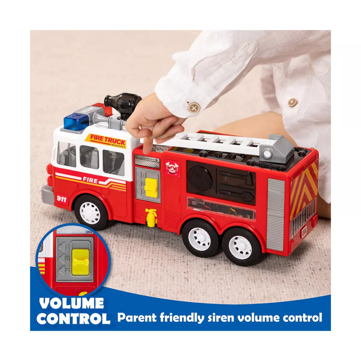 JOYIN Fire Truck Toy with LED Projections & Sirens Volume and Go Fire Engine Trucks, Boys&Girls Firetruck, Kids Birthday