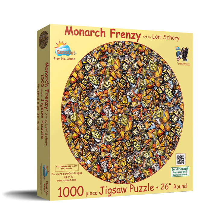 Sunsout Monarch Frenzy 1000 Pc round Jigsaw Puzzle 35047