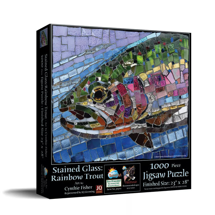 Sunsout Stained Glass Rainbow Trout 1000 Pc Jigsaw Puzzle 70711