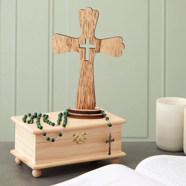 Juvale 3 Pack Catholic Wooden Cross Baptism Centerpieces for Tables, Communion, Home Decor, 6 X 9 In