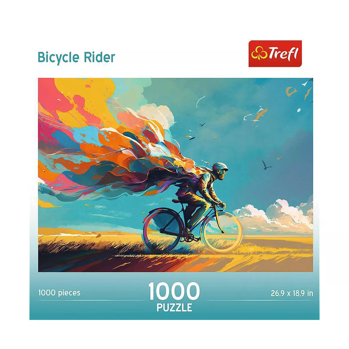 Trefl Bicycle Rider 1000Pc Puzzle: Eco-Friendly Flax Paper, Creative Thinking, Travel & Nature Theme