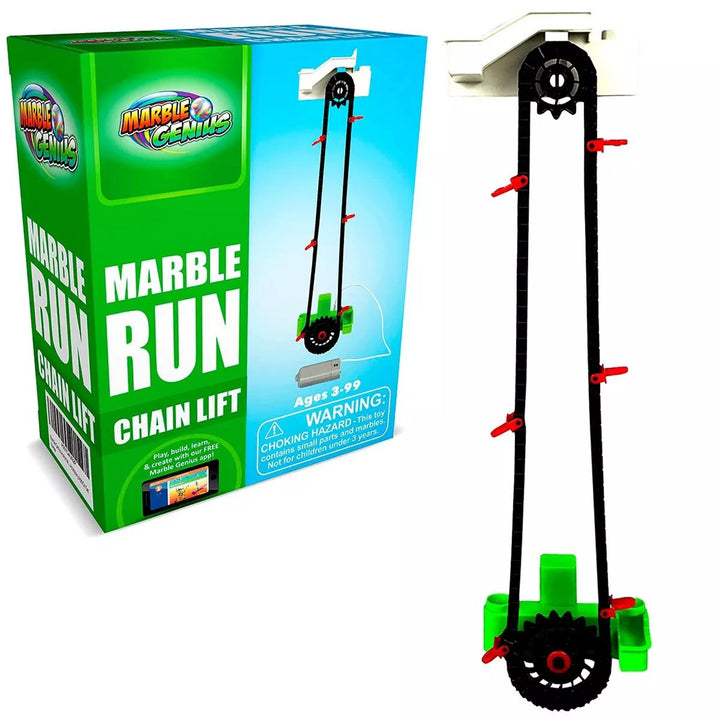 Marble Genius Automatic Chain Lift - the Perfect Marble Run Accessory Add-On Set for Creating Exciting Mazes, Tracks, and Races