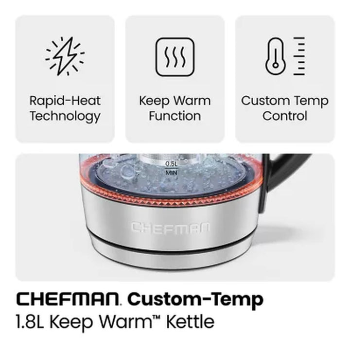 Chefman Custom-Temp 1.8L Electric Tea Kettle with Tea Infuser