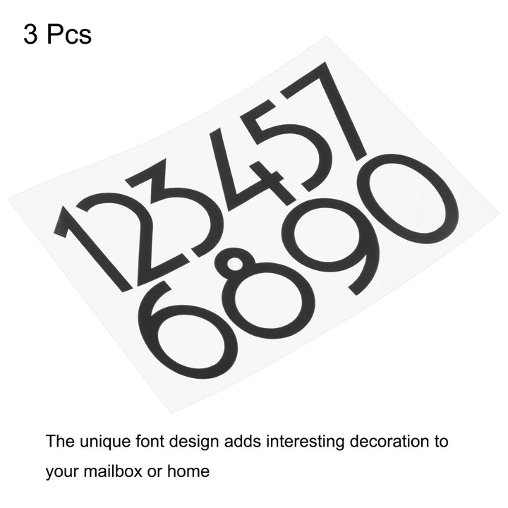 Unique Bargains 0 - 9 Adhesive Reflective Mailbox Numbers House Sticker Black 3 Set