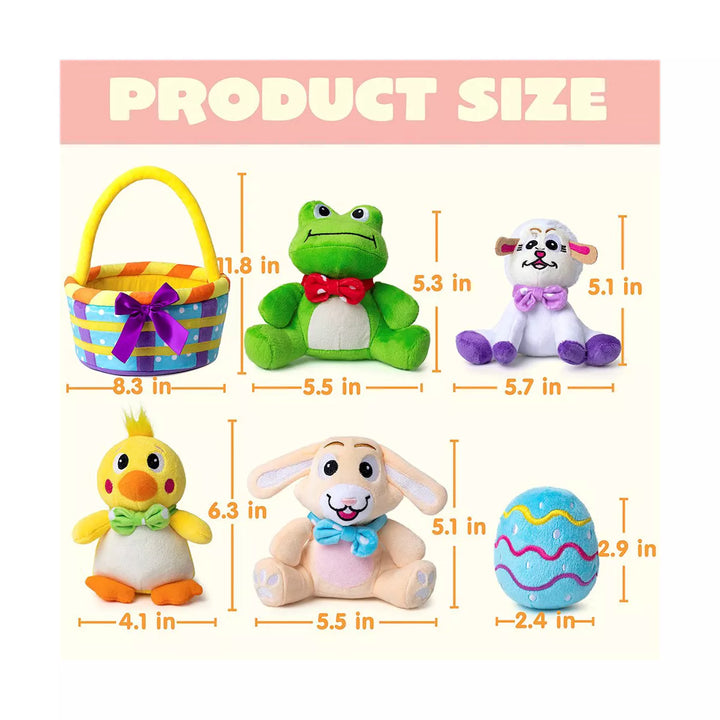 Syncfun 7PCS Basket for Easter Stuffed Plush Playset for Baby Kids Easter Theme Party Favor, Easter Eggs Hunt, Basket Stuffers Fillers