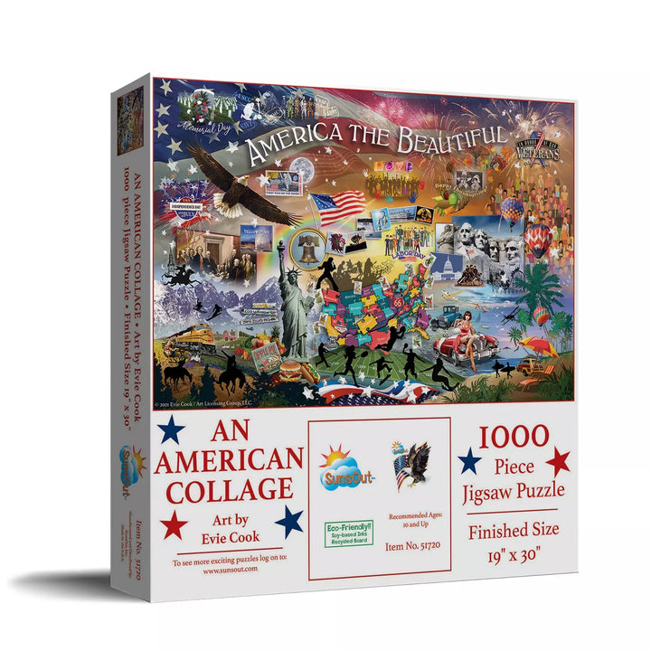 Sunsout an American Collage 1000 Pc Fourth of July Jigsaw Puzzle 51720