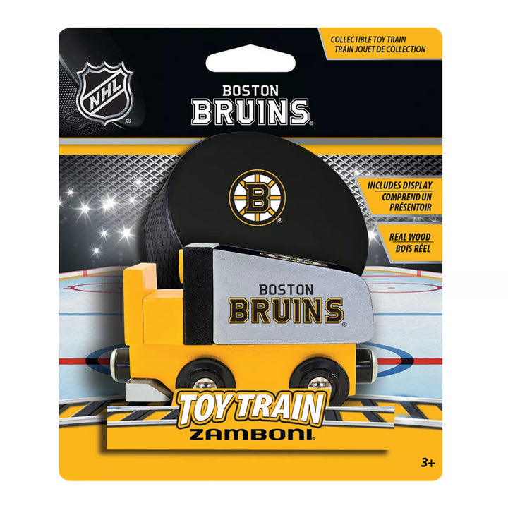 Masterpieces Officially Licensed NHL Boston Bruins Wooden Toy Zamboni Train Engine for Kids.