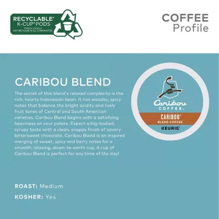 Caribou Coffee Medium Roast K-Cup Pods, Caribou Blend 100 Ct.