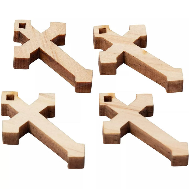 Genie Crafts 36 Pack Bulk Mini Wooden Cross Charms Pendant for Necklaces or Keychains, Christian Gifts Arts and Crafts, 1.37 X 0.8 X 0.2 In