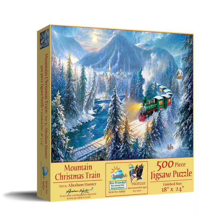 Sunsout Mountain Christmas Train 500 Pc Christmas Jigsaw Puzzle 69830