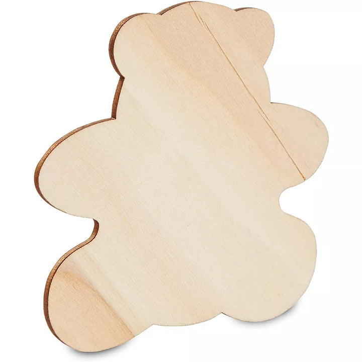 Juvale 24 Pack Wooden Teddy Bear Cutouts for Crafts, Unfinished Wood Pieces for DIY Projects, 3.7 X 3.5 Inches