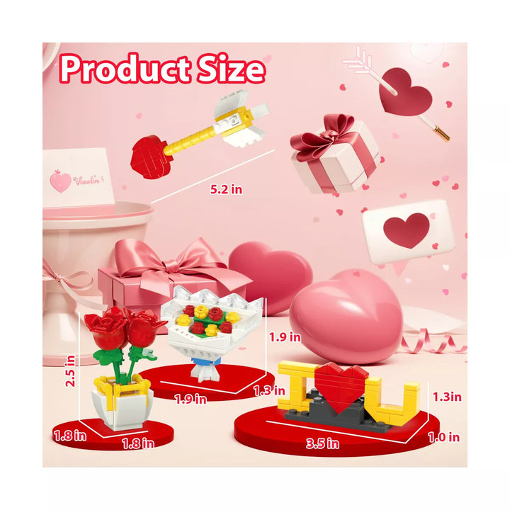 Fun Little Toys 24 PCS Valentine Theme Building Block with Heart Box