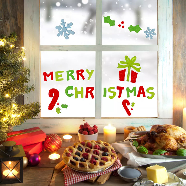 Northlight 31-Piece Red and Green "Merry Christmas" Gel Christmas Window Clings