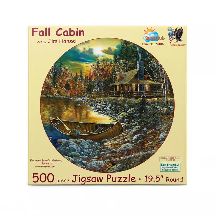 Sunsout Fall Cabin 500 Pc round Jigsaw Puzzle 74106