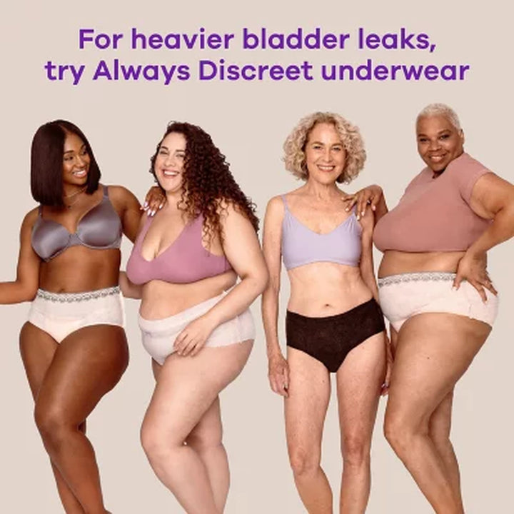 Always Discreet plus Incontinence Liners for Women, Very Light Long, 132 Ct.