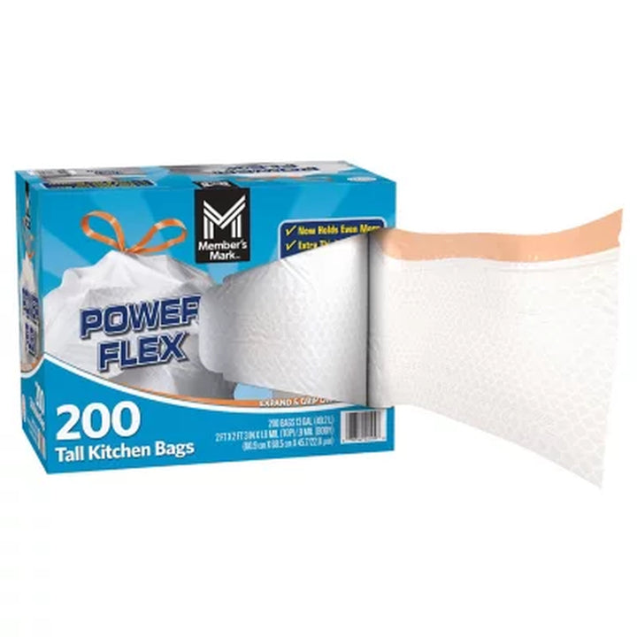 Member'S Mark Power Flex Tall Kitchen Drawstring Trash Bags Unscented 13 Gal., 200 Ct.