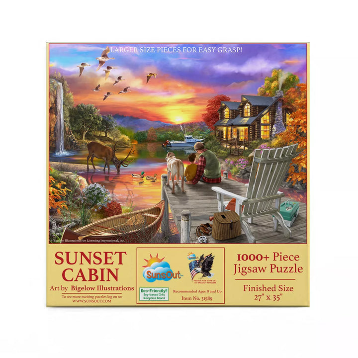 Sunsout Sunset Cabin 1000 Pc Large Pieces Jigsaw Puzzle 31589