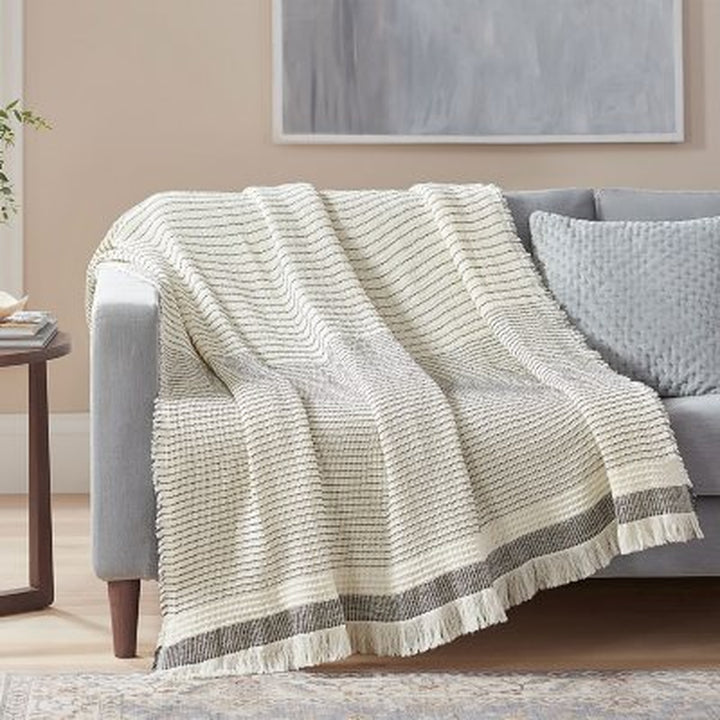 Member'S Mark Cotton Waffle Striped Throw, 53" X 70" (Assorted Colors)