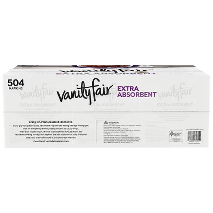 Vanity Fair Extra Absorbent Disposable Paper Napkins, White (504 Ct.)