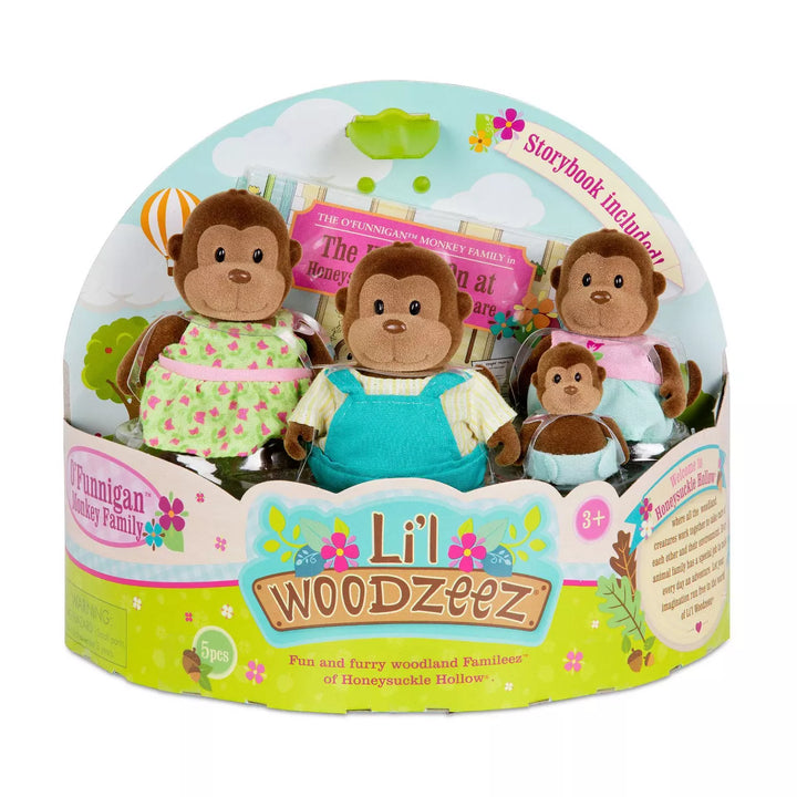 Li'L Woodzeez Miniature Animal Figurine Set - O'Funnigan Monkey Family