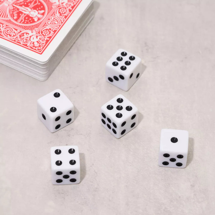 True Playing Dice Game Accessory - White Dice Set - Tabletop Game Dice Set for Drop Dead, Ship, Captain and Crew Games Set of 5