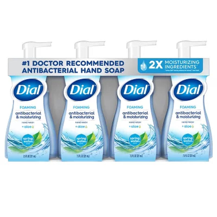 Dial Antibacterial Foaming Hand Soap, Spring Water, 7.5 Oz., 4 Pk.