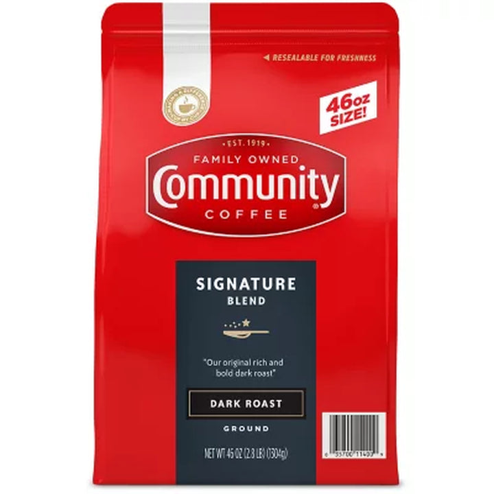 Community Coffee Ground Dark Roast, Signature Blend 46 Oz.