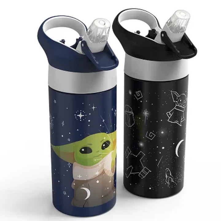 Zak Designs Antimicrobial 14-Oz. Stainless Steel Vacuum Insulated Kids Riverside Bottle, 2-Piece Set (Assorted Colors)