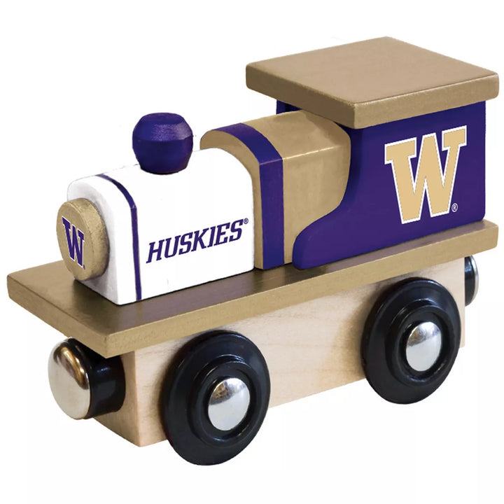 Masterpieces Officially Licensed NCAA Washington Huskies Wooden Toy Train Engine for Kids.