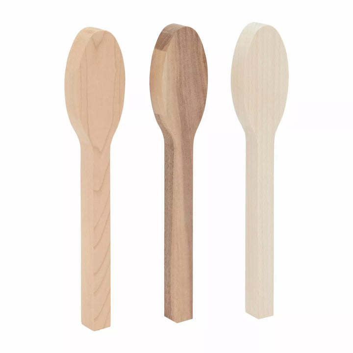 Bright Creations 3 Pieces Blank Wood Carving Spoons for Whittling, Basswood, Cherry Wood, Walnut Wood, 10.3 Inches