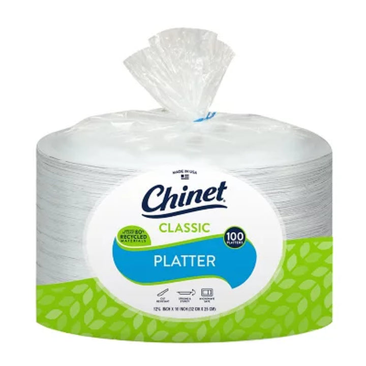 Chinet Classic Platter Paper Plate, 12.63" X 10", 100 Ct.