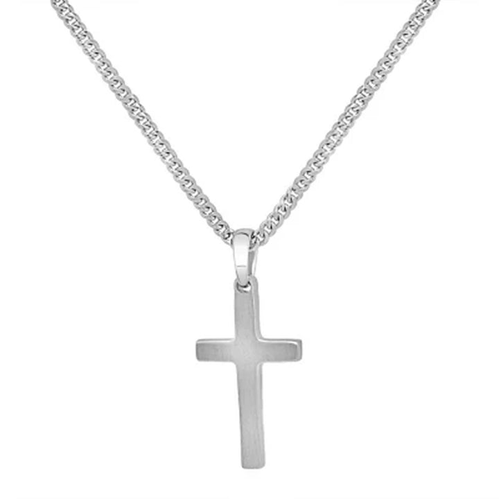 Sterling Silver Reversible Cross Pendant Chain Necklace, 22"