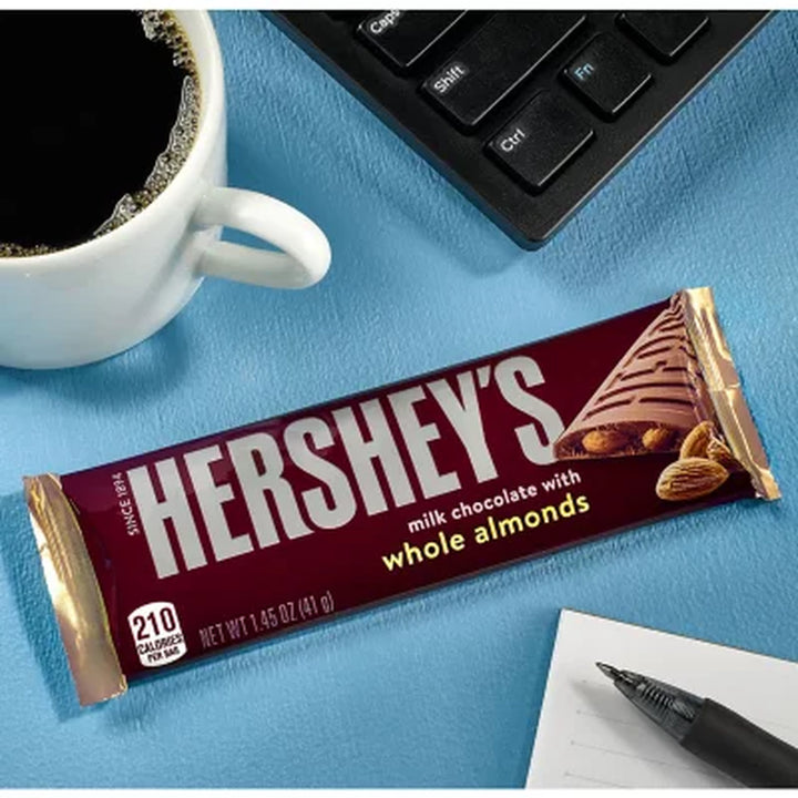 HERSHEY'S Milk Chocolate with Whole Almonds Candy Bars, 1.45 Oz., 36 Pk.