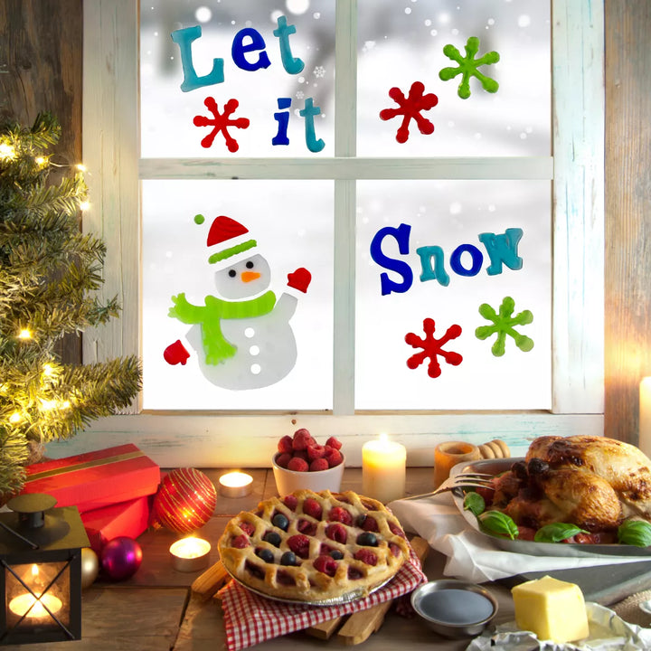 Northlight 22-Piece Red and Blue “Let It Snow” Gel Christmas Window Clings