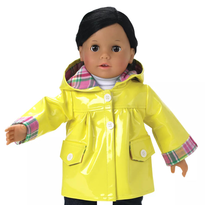 Sophia’S Raincoat, Leggings, Wellies, & Umbrella Set for 18” Dolls, Yellow/Hot Pink